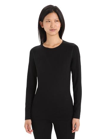 Black Women's Icebreaker Merino 260 Tech Long Sleeve Crewe Thermal Top One Piece & Sets | USA 1762CTVE